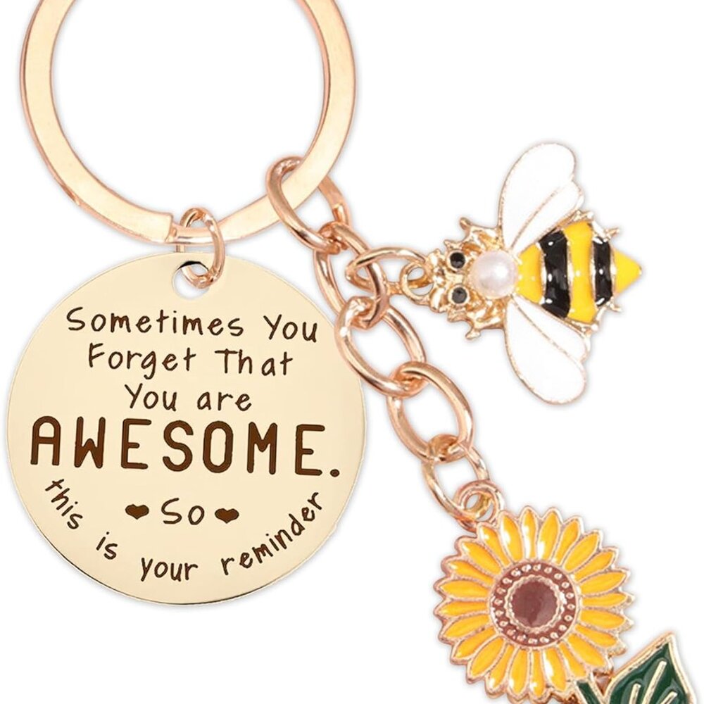 Sunflower Keychains Inspirational Gifts for Women - Motivational Keyring Friends